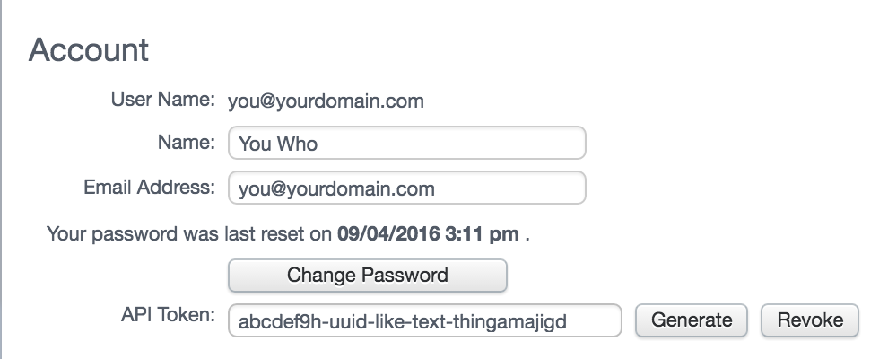 mPulse Account Settings Page showing a generated API Token